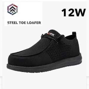 LARNMERN Slip On Steel Toe work  loafers Lightweight Comfortable shoes